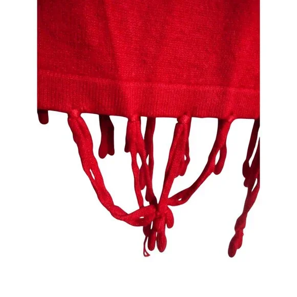 Red Knit Sweater fringe edge rayon blend Sz 2x Notations Woman - Picture 8 of 9